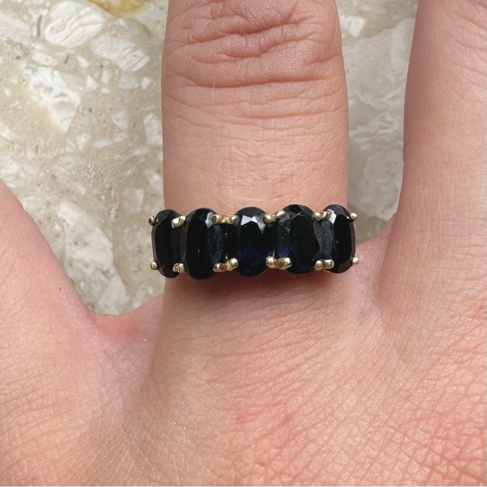 Sapphire Five Oval Stacker Vintage Band Ring